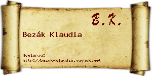 Bezák Klaudia névjegykártya
